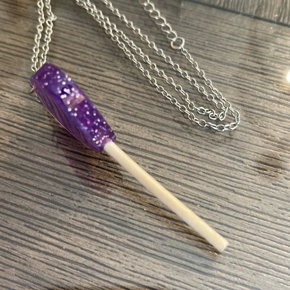 Sailor Moon Necklace Luna Hot Topic Cosplay Jewelry Glitter Purple Lollipop